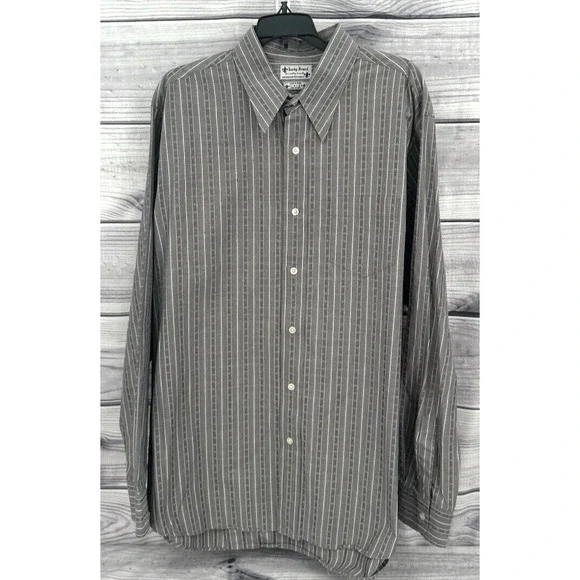 LUCKY BRAND BUTTON‎ FRONT LONG SLEEVE SHIRT Men's Size XL GREY STRIPE - Picture 2 of 5